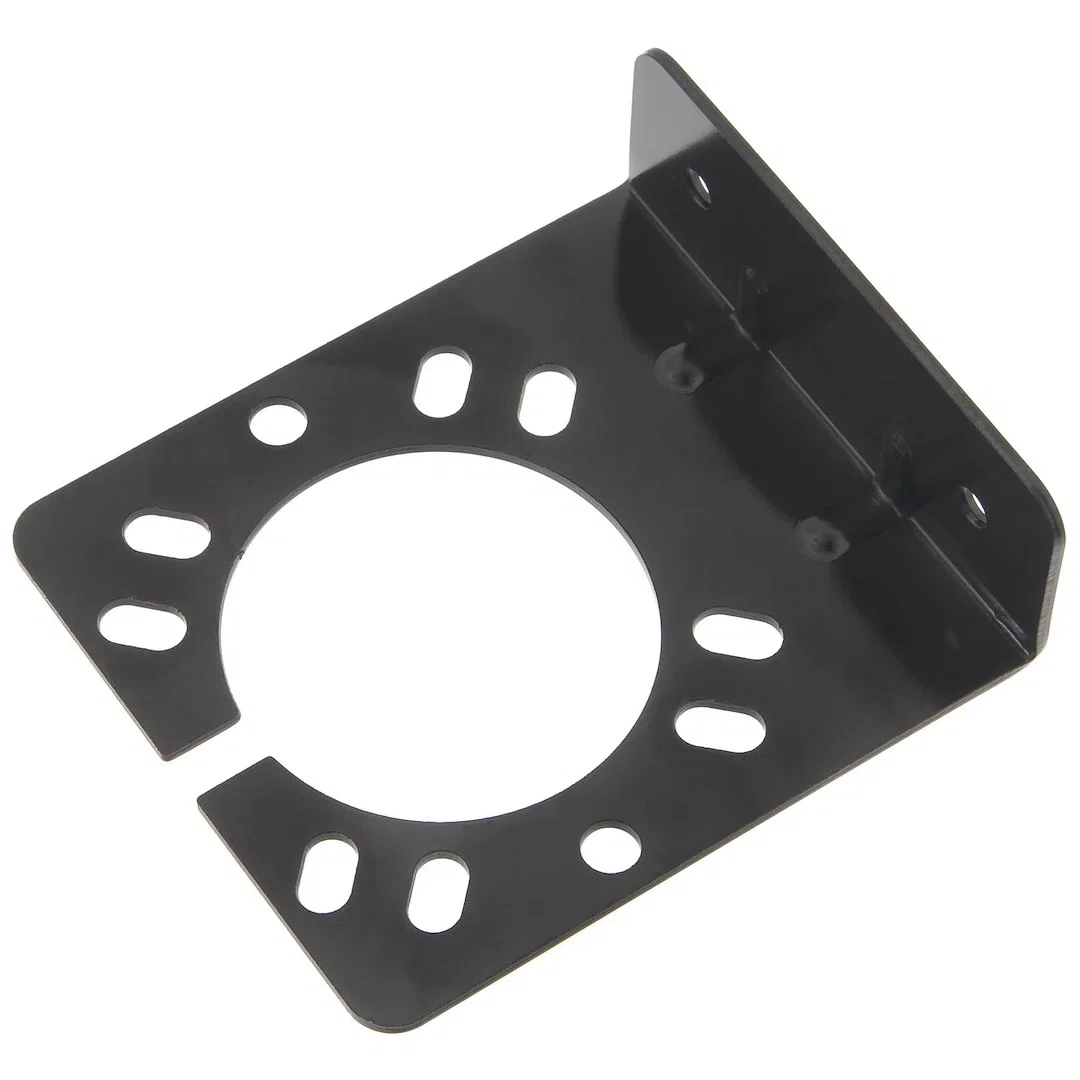 10-111UV – POLLAK Trailer Wiring Connector Mounting Bracket, Universal Bolt On 90 Degree Bent Slotted Design Powder C...